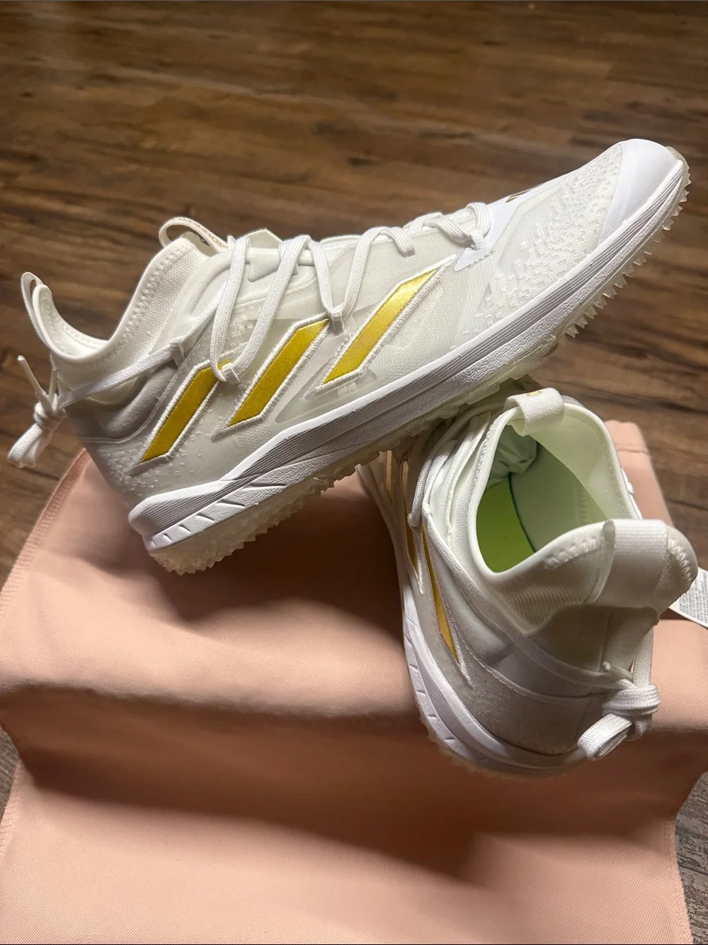 Adidas Adizero Afterburner 9 NWV TF 'White Gold' Premium Turf Baseball Shoes